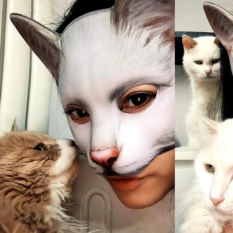 Vocoliday half-face cat mask texture close-up, durable craft details.