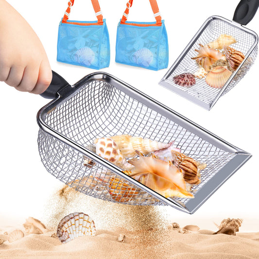 Vodolo beach mesh shovel 2pcs with metal grid for quick shell filtration