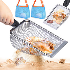 Vodolo beach mesh shovel 2pcs with metal grid for quick shell filtration