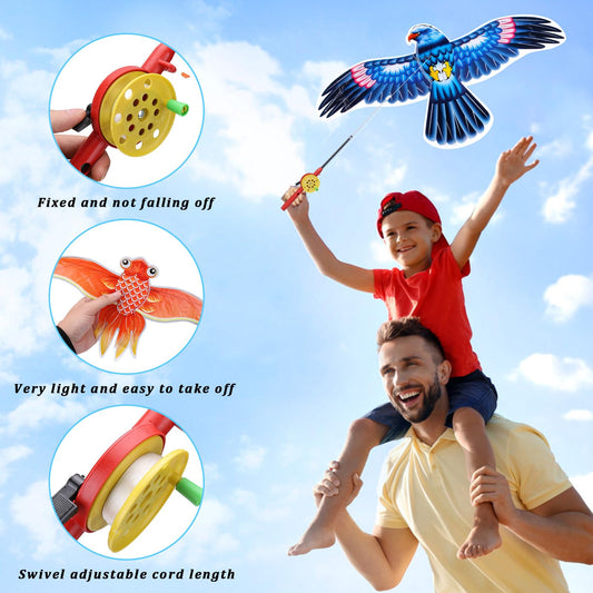 Vodolo kites rotating handle enables adjustable line length during play