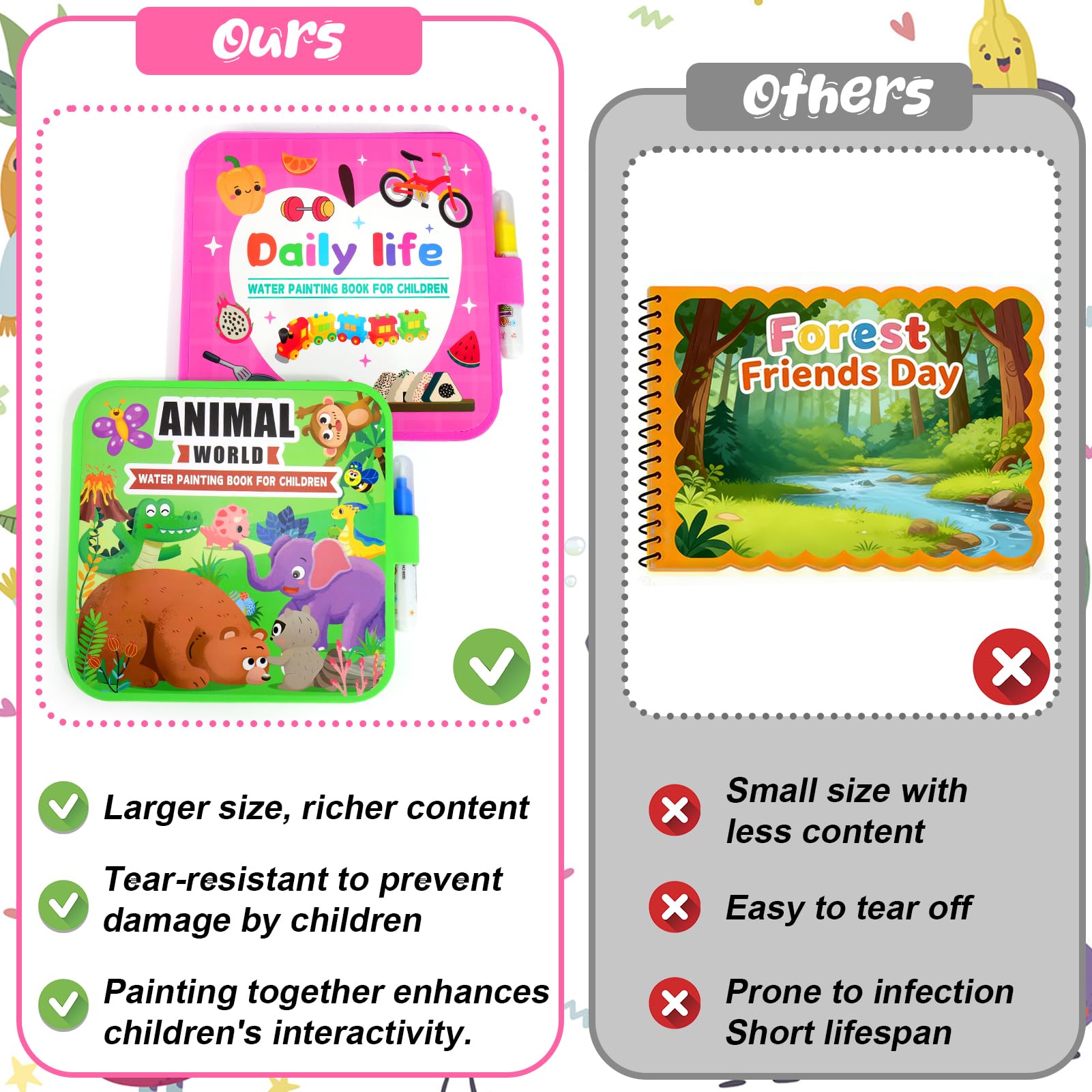 Vodolo reusable pages water coloring promote repeated painting without waste.