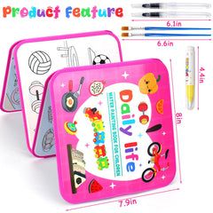 Vodolo water painting book Daily Life theme reveals bright colors with water for easy, focused play.