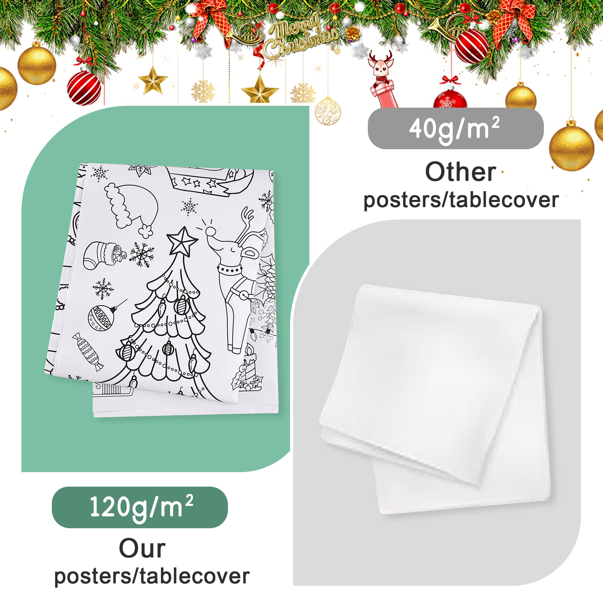 VOGUSON jumbo coloring tablecloth decor provides a memorable seasonal activity.