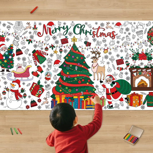 VOGUSON Xmas giant coloring tablecloth poster for mess-free family art sessions.