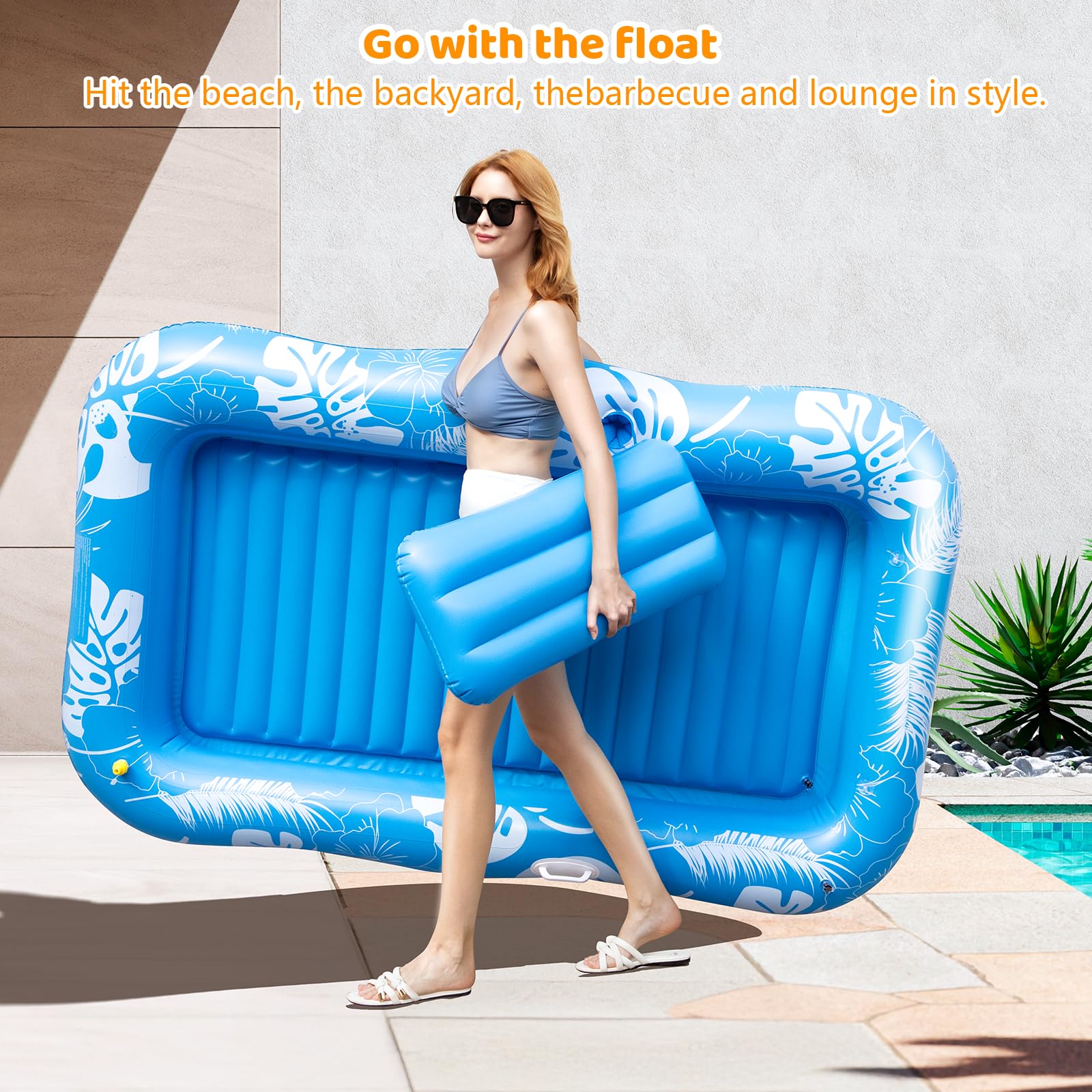 Voice-tank supports up to 300 lbs for two people on shared sunbathing.