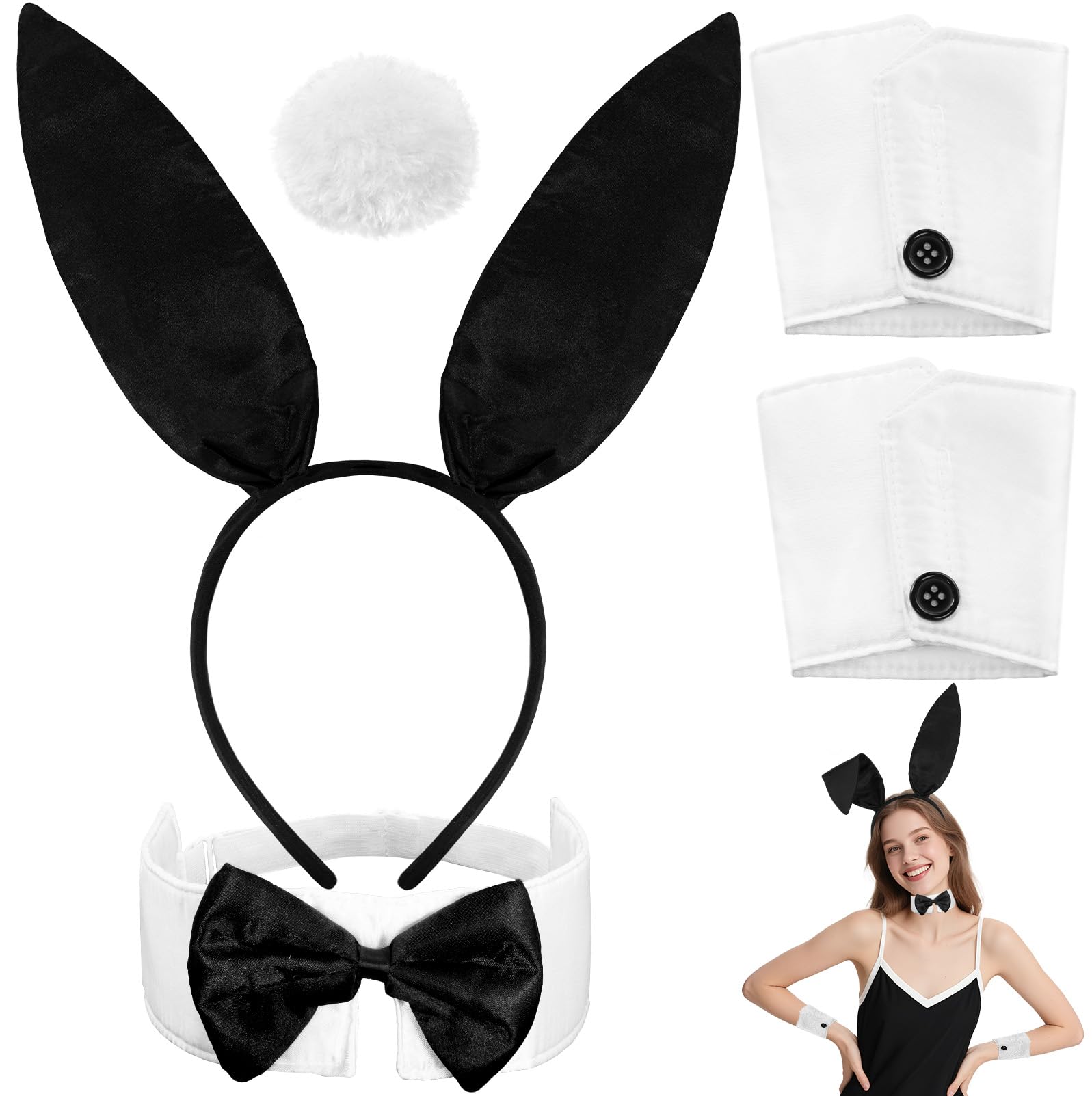 Voiiake bunny ears headband in black adds playful elegance to any party outfit