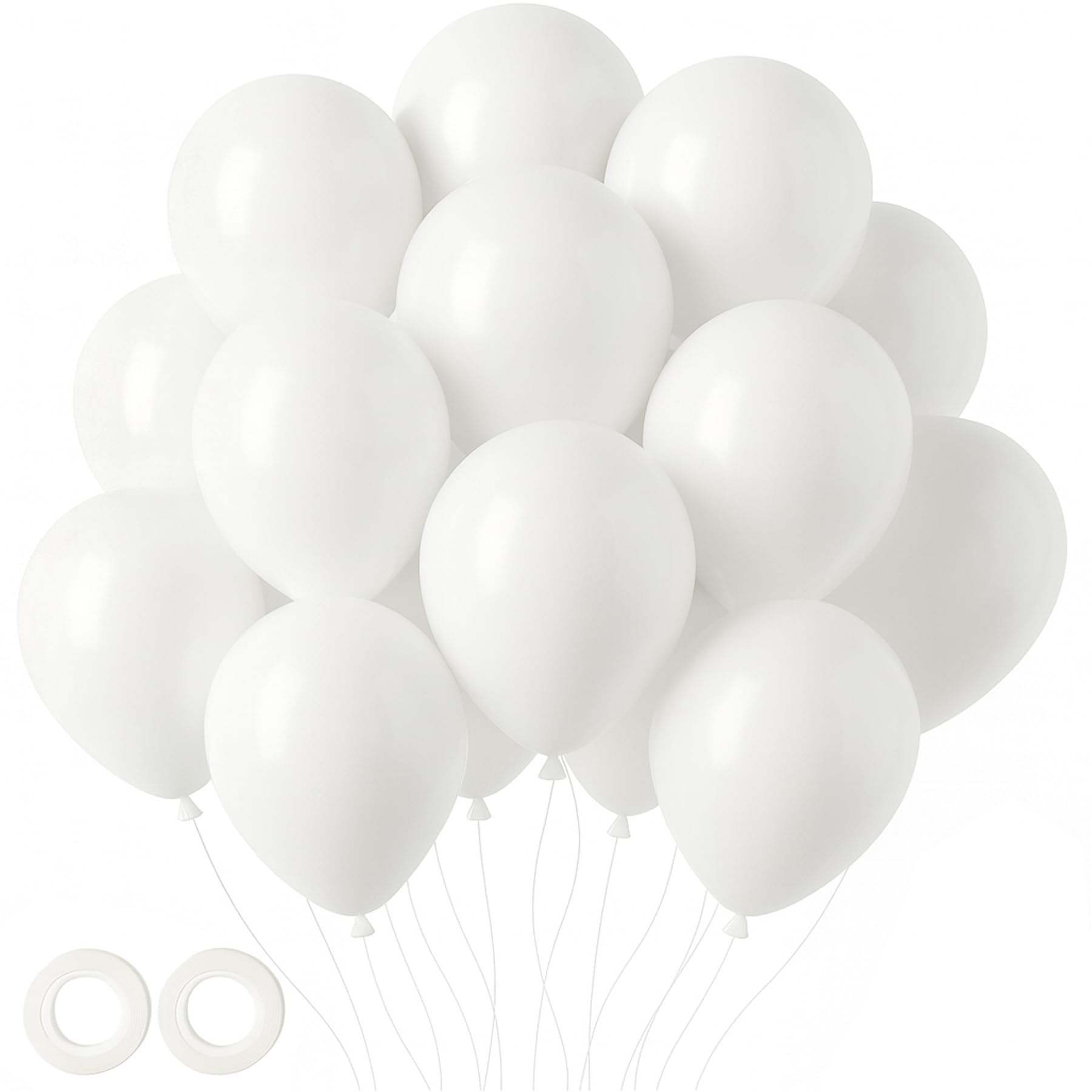 Voircoloria 105pcs white balloons 12inch for festive birthday decor.