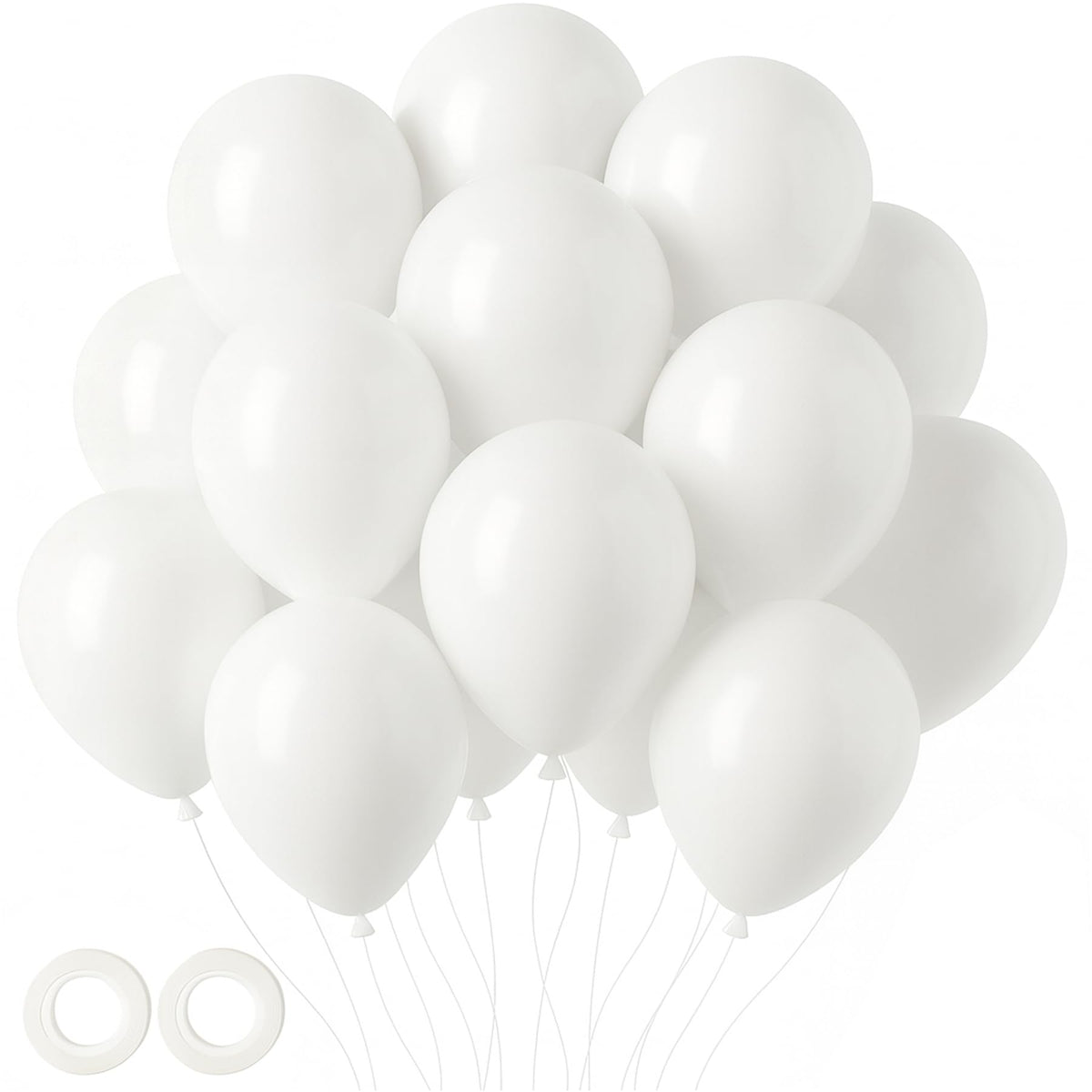 Voircoloria 105pcs white balloons 12inch for festive birthday decor.