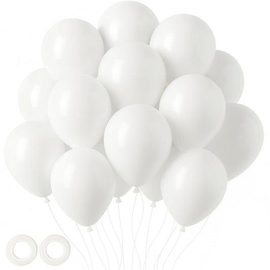 Voircoloria 105pcs white balloons 12inch for festive birthday decor.