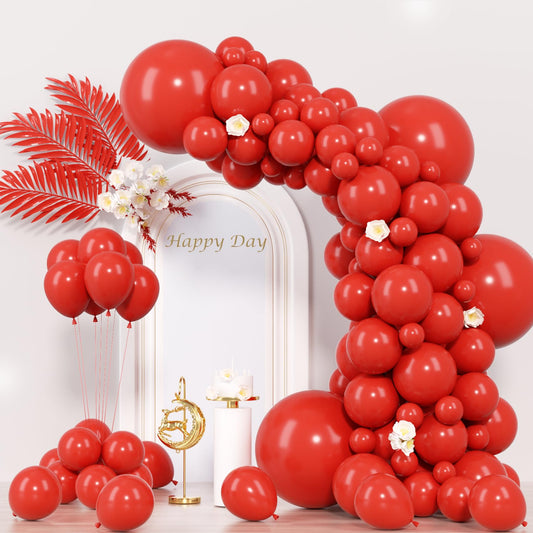 Voircoloria 130pcs red balloons set in mixed sizes for festive decor
