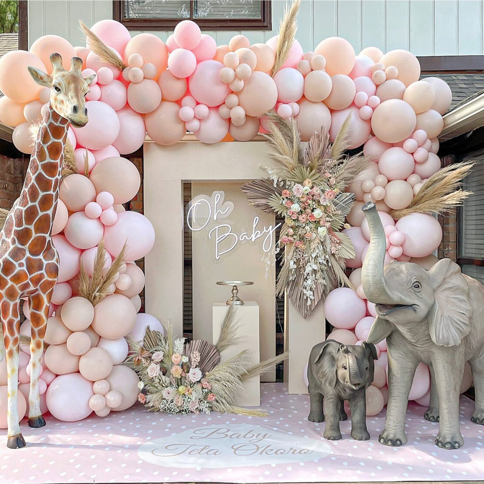 Voircoloria birthday decor pastel pink balloons elevating photos and celebrations