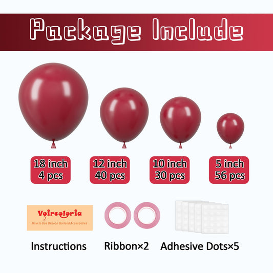 Voircoloria burgundy balloons 12inch ideal for garlands and table accents
