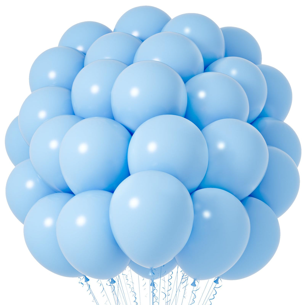 Voircoloria light blue balloons highlight a dreamy 66-pack backdrop for celebrations.
