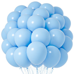 Voircoloria light blue balloons highlight a dreamy 66-pack backdrop for celebrations.