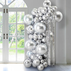 Voircoloria 10-inch metallic silver balloons for layered party decor