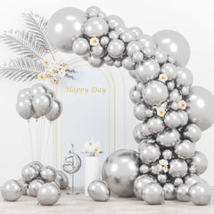 Voircoloria 18-inch metallic silver balloon for a shimmering arch display