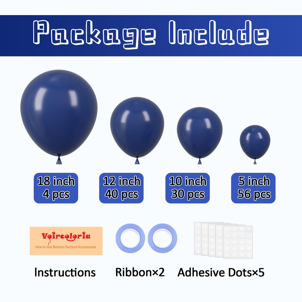 Voircoloria navy blue 10-inch balloons create mid-sized impact for stylish celebrations.