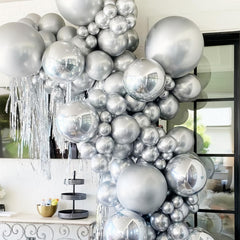 Voircoloria setup ideas showing a chrome silver arch for celebrations