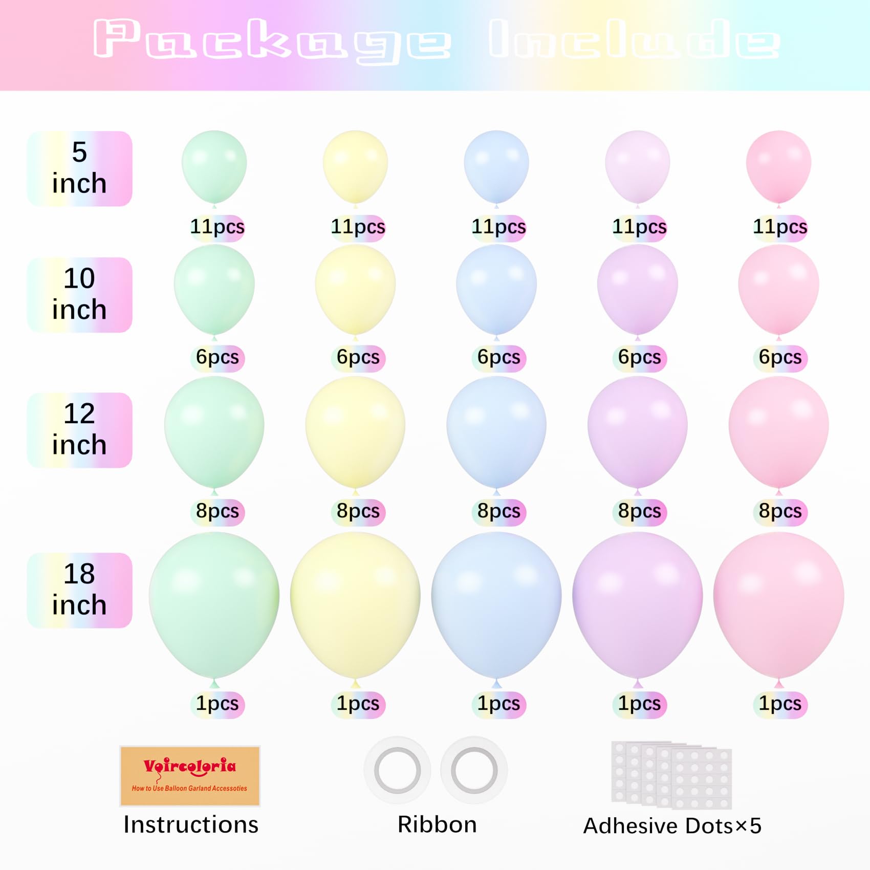 Voircoloria pastel balloons 10inch for delicate color accents.