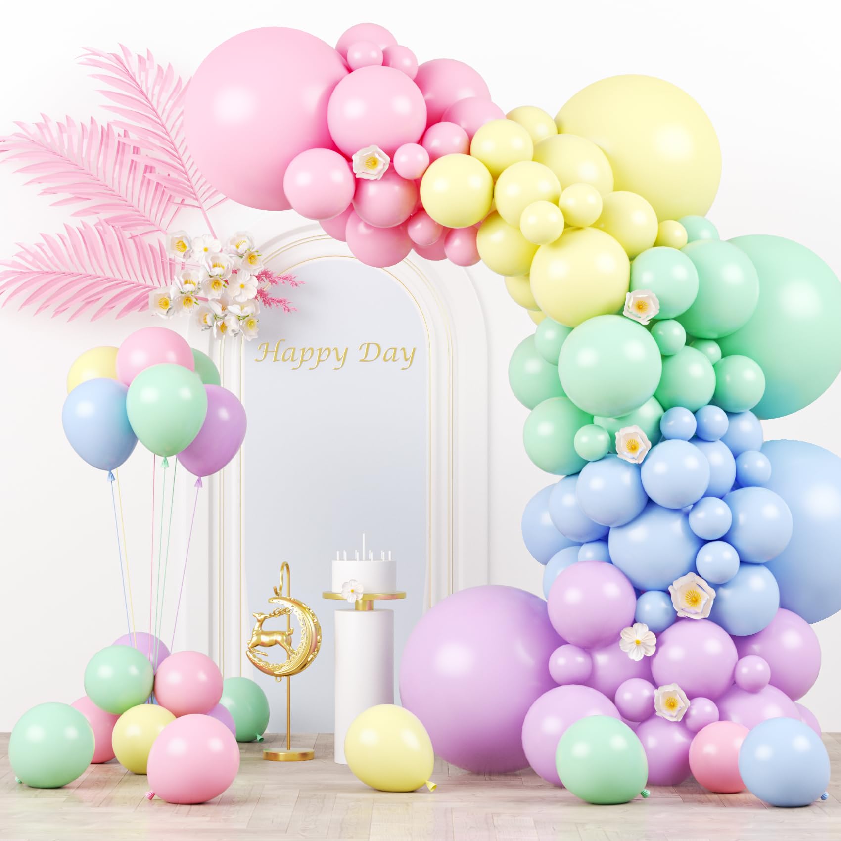 Voircoloria pastel balloons 5inch for an elegant birthday backdrop.