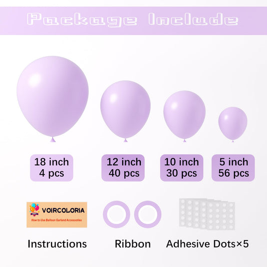 Voircoloria pastel purple balloons in 12-inch size for layered garland effects.