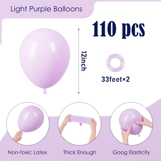 Voircoloria pastel purple balloons garland setup for elegant celebrations
