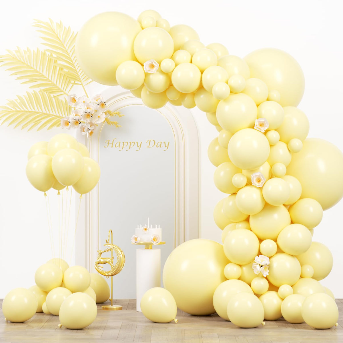 Voircoloria pastel yellow 5-inch balloons for party decor, easy setup and versatile accents