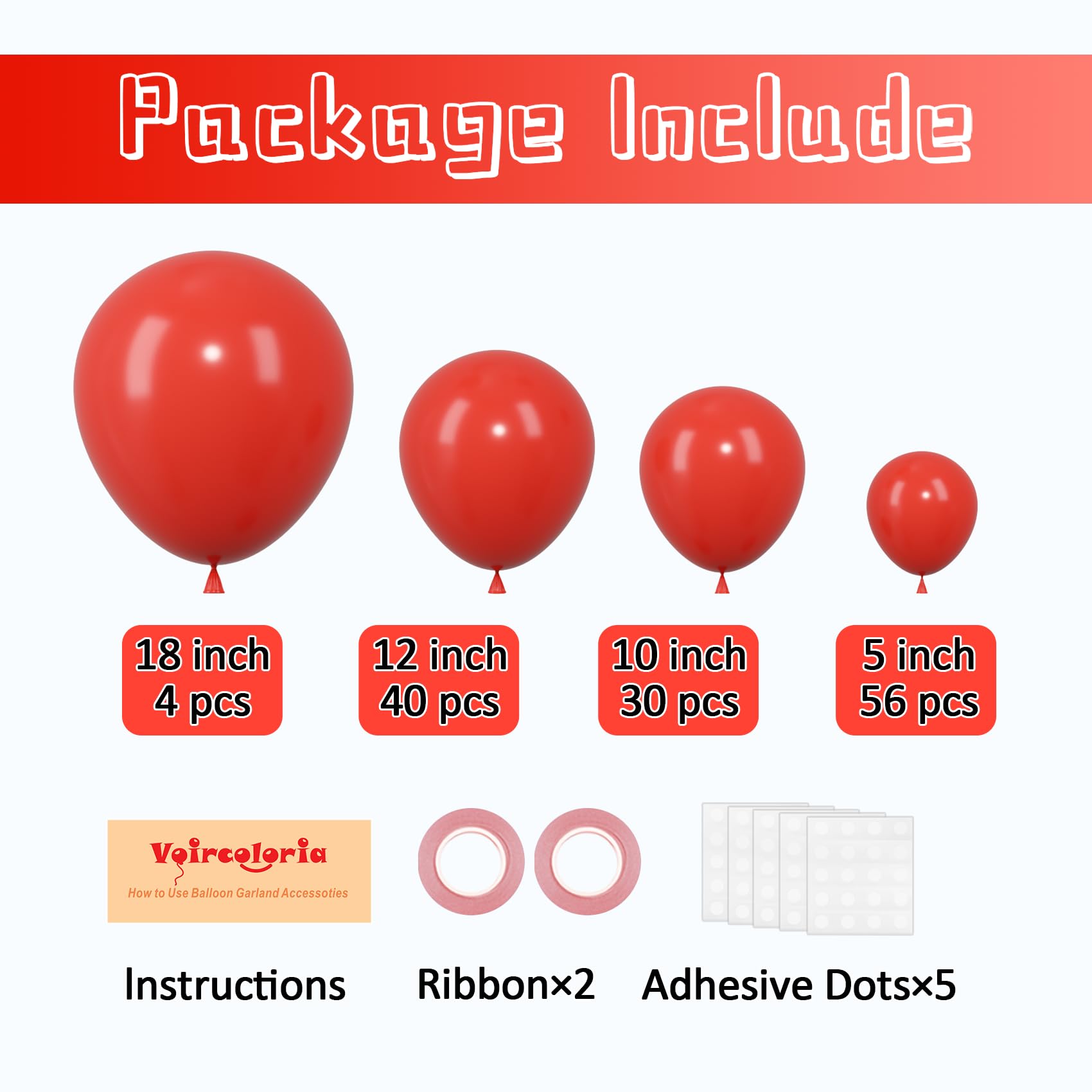 Voircoloria red balloons 5-inch close-up with glossy latex for vibrant color