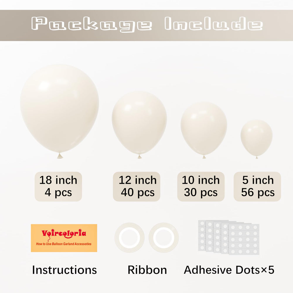 Voircoloria sand white balloons 12 inch ideal for layered decor.