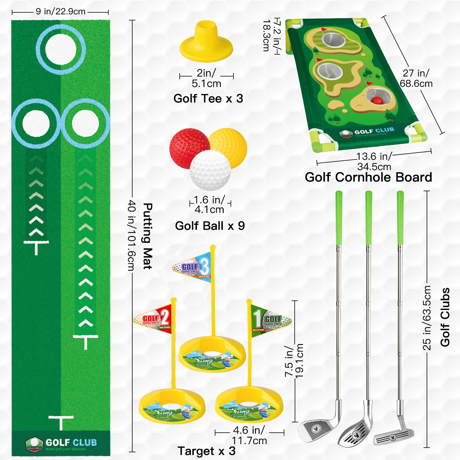 VOKOFAYE Toddler Golf Set holes and detachable flags for customization