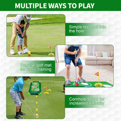 VOKOFAYE Toddler Golf Set putting mat helps improve rhythm and accuracy