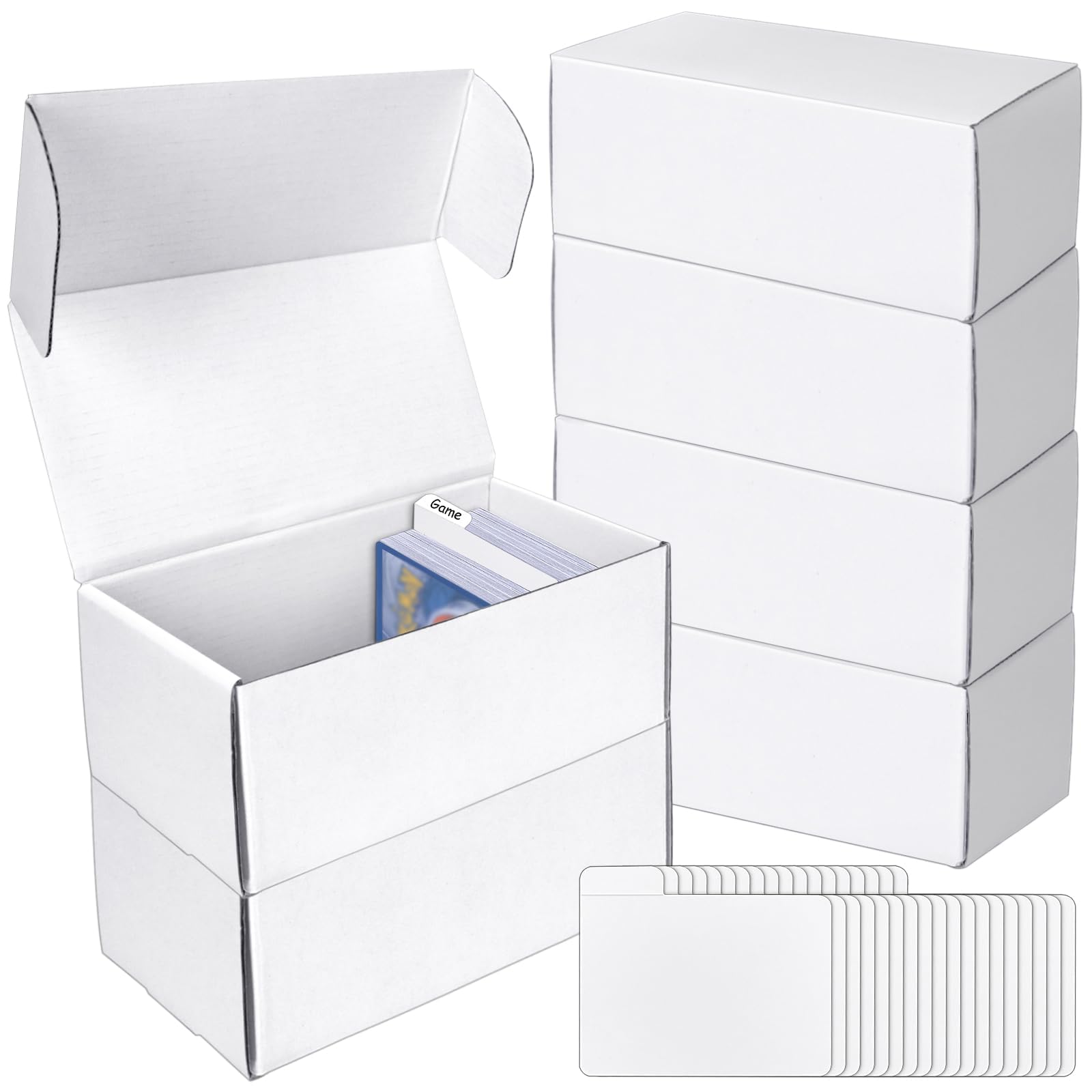 VOKOY 6-pack trading card storage box with dividers keeps cards organized.