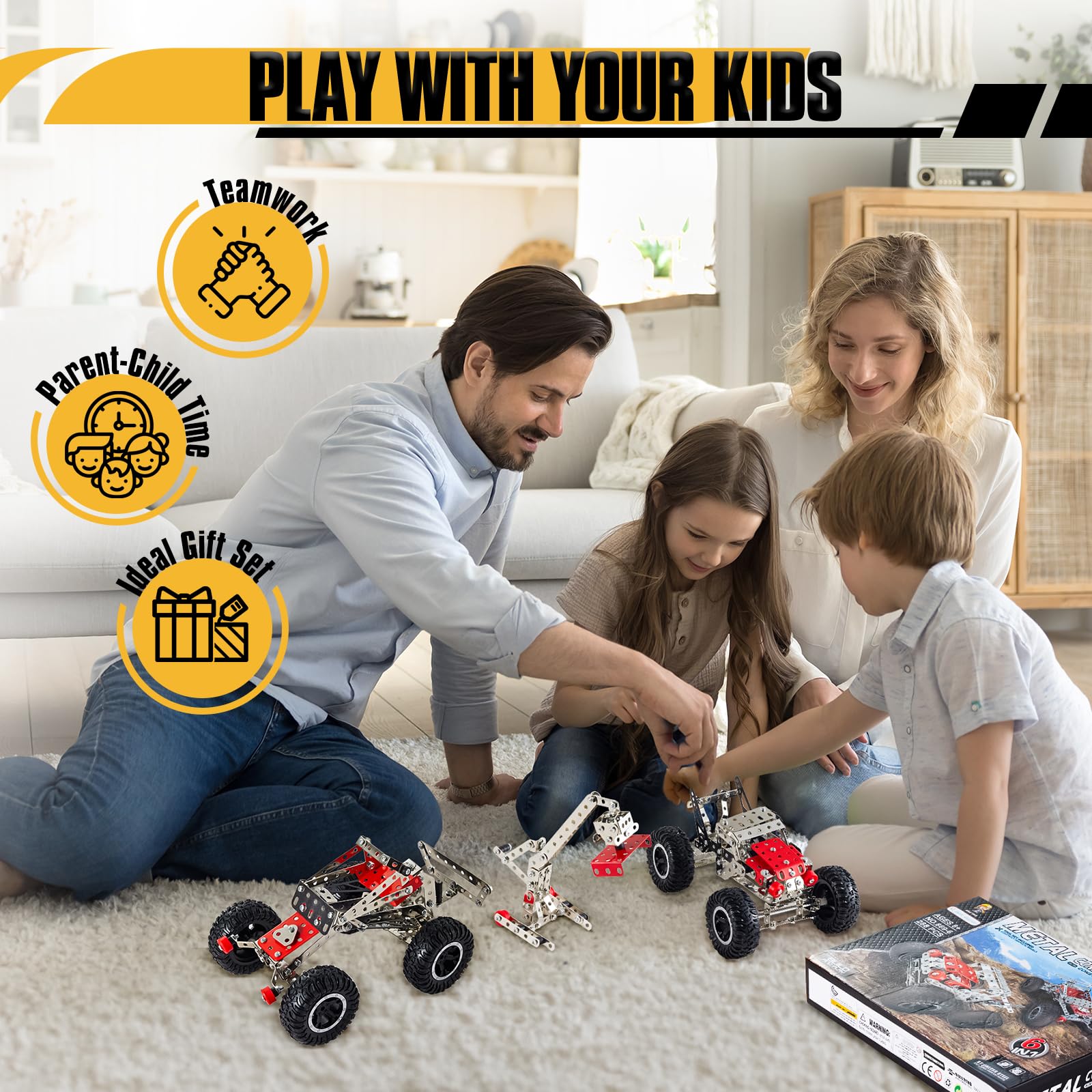 Volico off-road vehicle model encourages collaborative building with friends.
