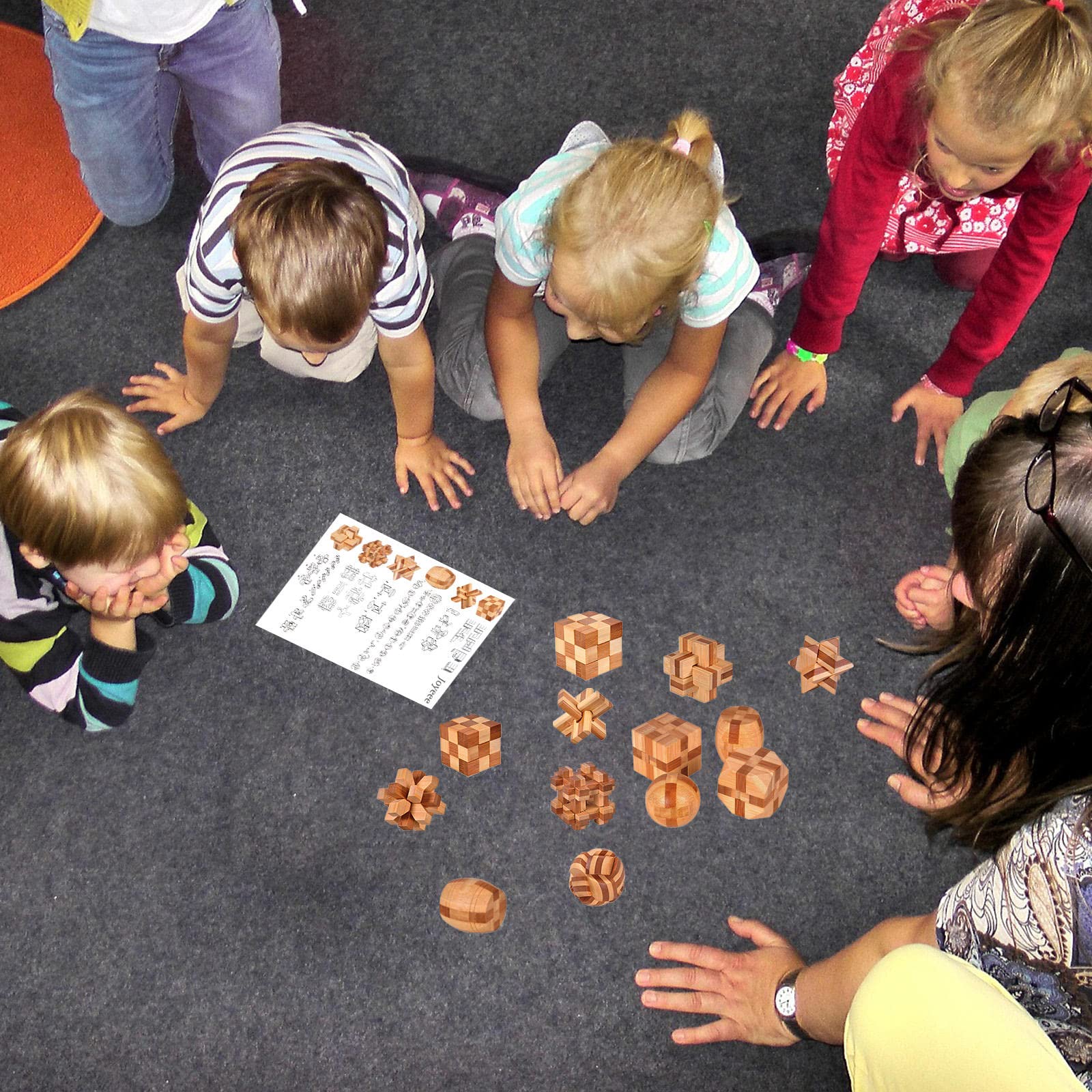 VolksRose set shown with adults and teens solving together, family-friendly brain training.