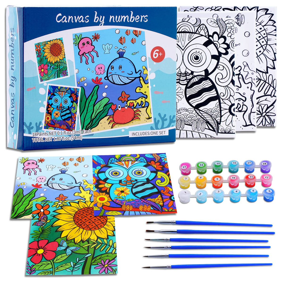 Volmop three-pack sunflower canvas painting boosts color matching and creativity.