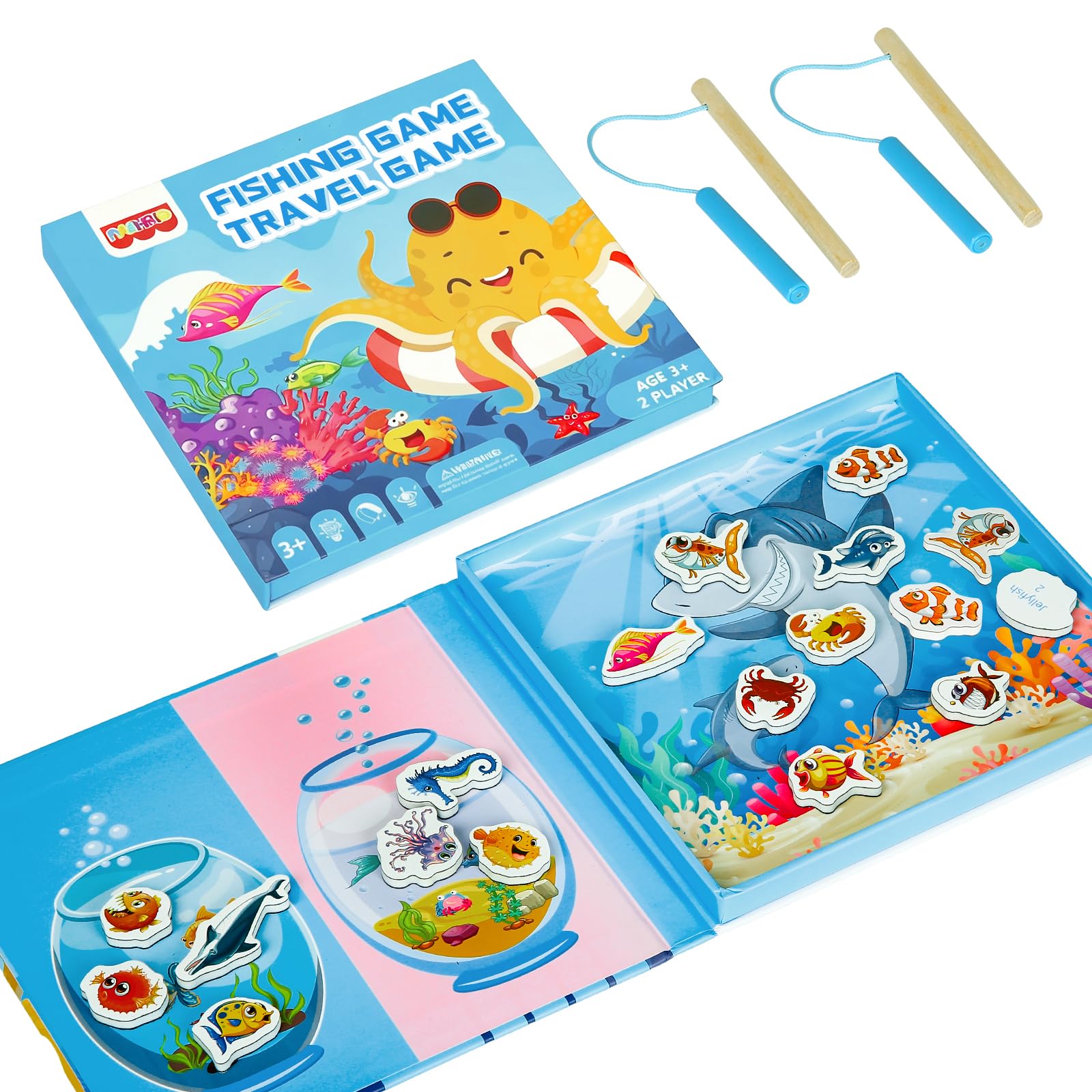 VOLSION magnetic fishing game folded for travel and compact storage