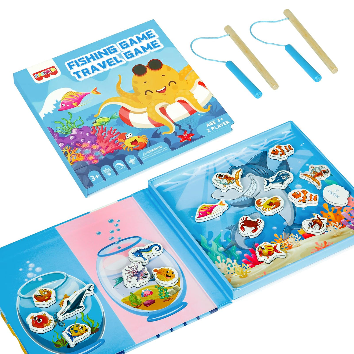 VOLSION magnetic fishing game folded for travel and compact storage