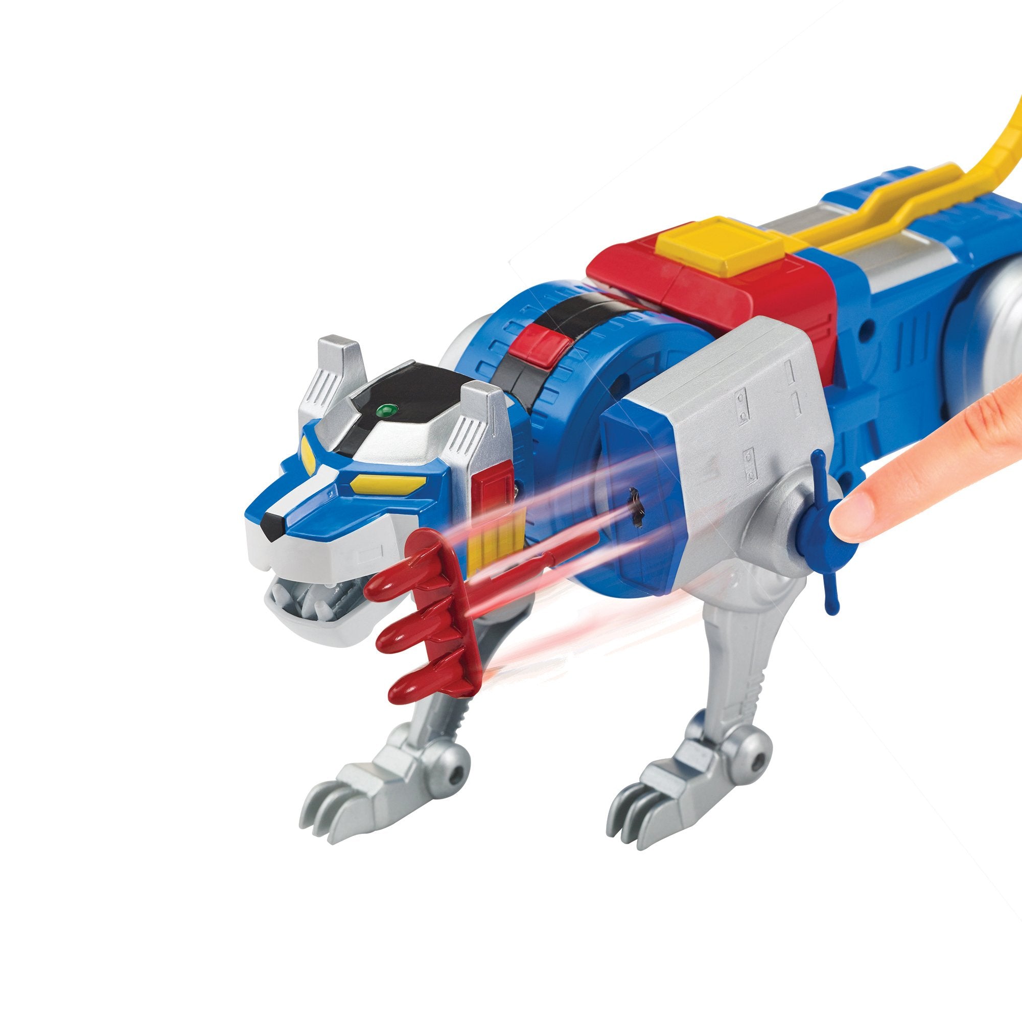 Voltron Blue Lion with shield accessory enhances authentic display.