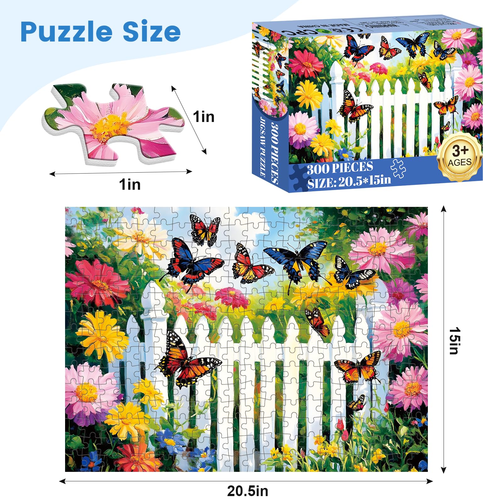 VOLUVOLU butterfly garden-scene puzzle for tranquil exploration and focus