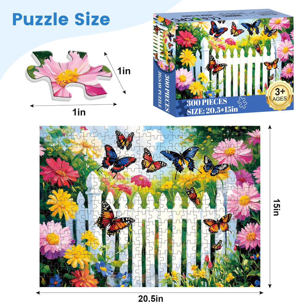 VOLUVOLU butterfly garden-scene puzzle for tranquil exploration and focus