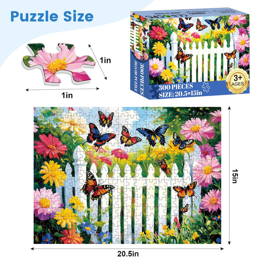 VOLUVOLU butterfly garden-scene puzzle for tranquil exploration and focus