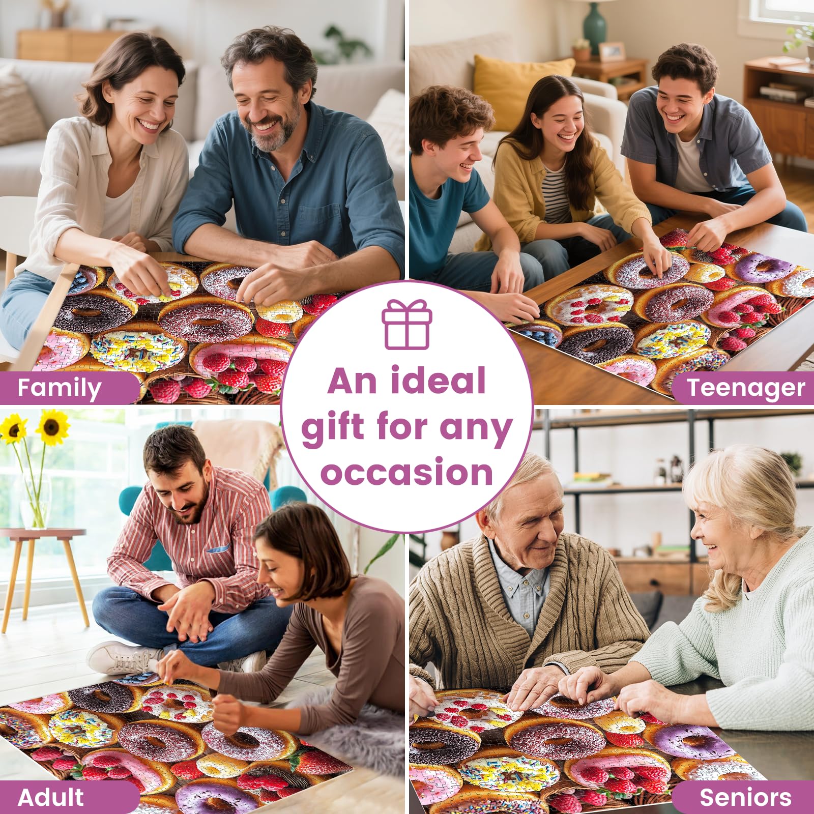 VOLUVOLU donut puzzle with advanced lamination delivering durable, vivid colors.