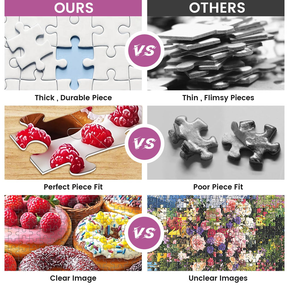VOLUVOLU donut puzzle featuring raspberries and fruits with vibrant color appeal.