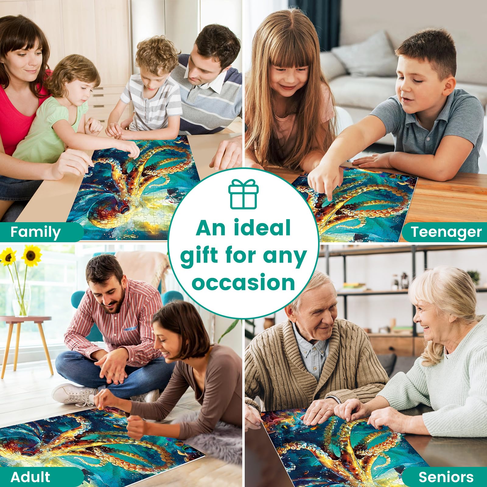 VOLUVOLU mesh bag keeps puzzle pieces organized during play.