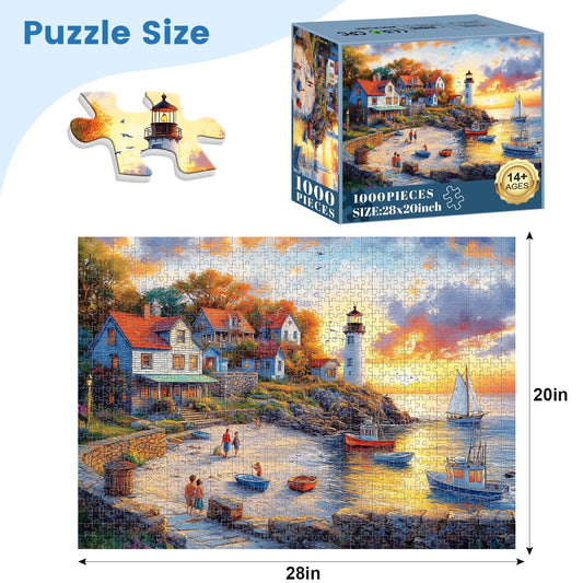 VOLUVOLU poster-included 1000-piece puzzle guides assembly.