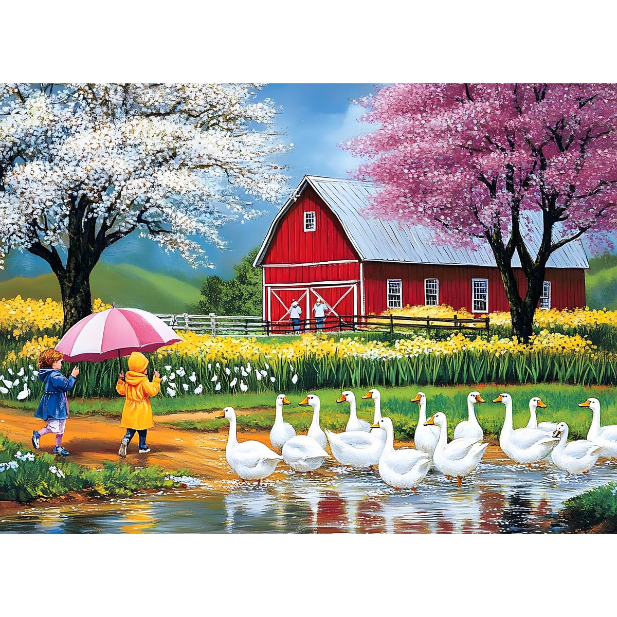 VOLUVOLU Rainy Day Farm Puzzle cover image, inviting cozy family puzzle time