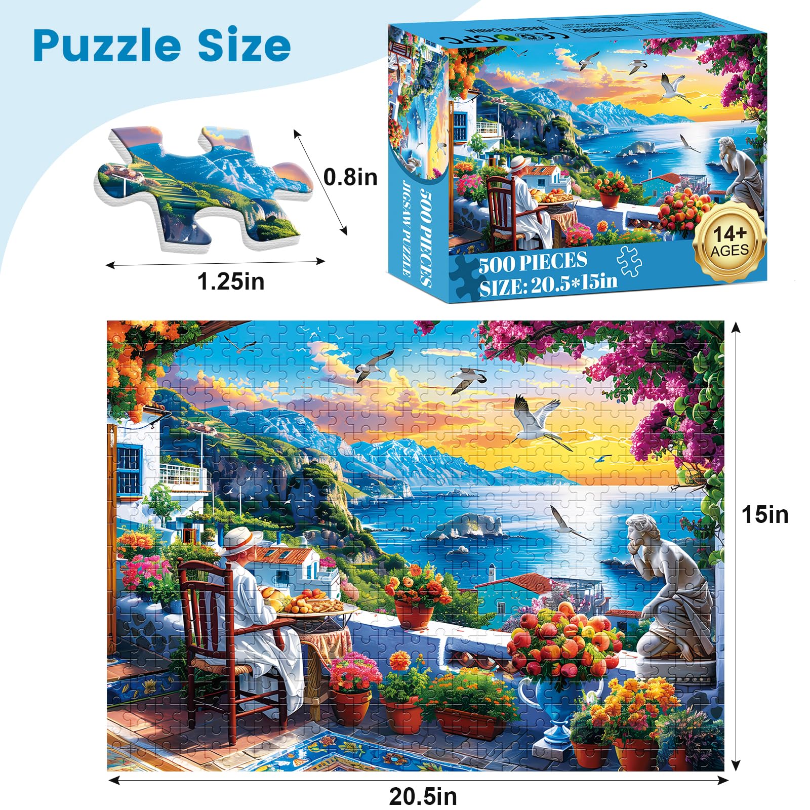 Voluvolu spring seaside jigsaw puzzle with floral notes and calm coastal scenery for solo or group play.