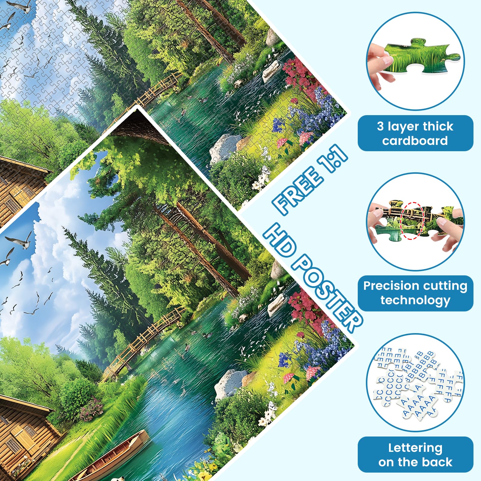 VOLUVOLU mesh bag helps store pieces neatly while building this puzzle.