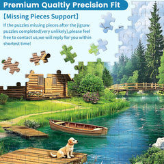 VOLUVOLU wooden house and dog scene puzzle, ideal for animal lovers and home decor.