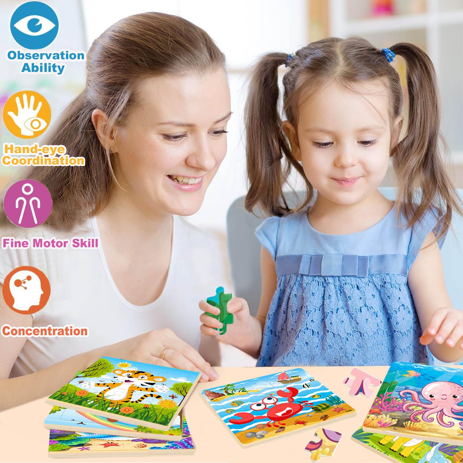 VOMYOZB dolphin wooden puzzle offers engaging sea-themed learning sessions